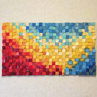 Décoration murale en mosaïque de bois Eclipse Solaire, accent unique pour la maison ou le bureau, disponible en tailles 2x2 et 3x3 pieds