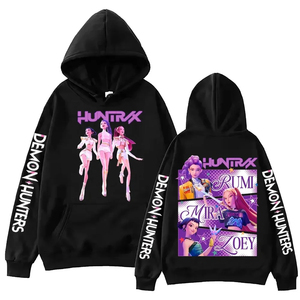 2025 k-pop Demon Hunters Huntrix Logo gráfico pulóveres sueltos de lana mujeres hombres Sudadera con capucha película impresión Top para mujer - Product Image 3