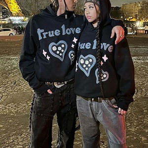 Sweat à capuche surdimensionné personnalisé avec impression 3D en relief pour femmes, bonne qualité, décontracté, hiver, impression en relief, capuche avant - Product Image 2