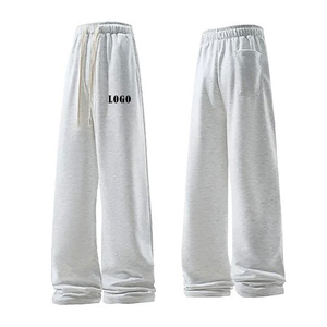 Pantalons de survêtement en molleton de coton à rayures avec logo personnalisé, style ample, streetwear décontracté, pantalon de survêtement évasé à rayures - Product Image 2