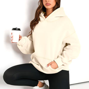 Recién llegado, las más vendidas, sudaderas con capucha para mujer, ropa informal de manga larga, sudadera con capucha de gran tamaño con hombros caídos y peso pesado para mujer - Product Image 4