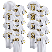Maillot de baseball domicile homme San Diego 2025 édition limitée, personnalisable, avec logos brodés et imprimés par transfert thermique, blanc, manches courtes
