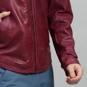 2025, superventas, chaqueta ligera de cuero genuino para hombre, cuello levantado, a prueba de viento, posición frontal del logotipo, diseños personalizados - Product Image 5