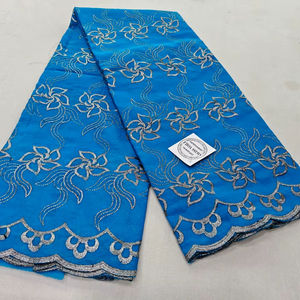 Tissu voile en coton peigné de haute qualité, respirant, broderie traditionnelle multicolore, thoub pour femmes, lafaya, thoub soudanais - Product Image 1