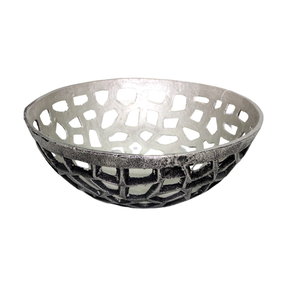 Premium Quality Aluminum <b>Metal</b> Luxury Designer <b>Bowl</b> Nickel Color Decorative Large <b>Metal</b> <b>Bowl</b> Handmade in Wholesale Bulk - Product Image 1