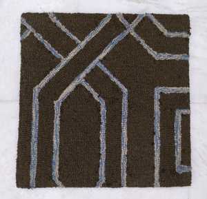 พรมปูขนสัตว์แบบห่วงสีน้ำตาลและสีฟ้าชุดพรมปูพื้นออฟฟิศบ้านดีไซน์เรขาคณิตแบบนามธรรมทันสมัยทำด้วยมือ - Product Image 1