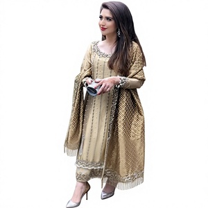 New Trendy Stylish Elegant Heavy Kurta with Pant Set Beautiful Applique Work Party Wedding Outfit - Product Image 1
