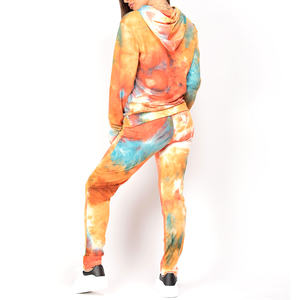 Mejor desgaste impreso sublimación chándal Tie Dye transpirable ligero 100% algodón Top Trending Tie Dye mujeres chándal - Product Image 6