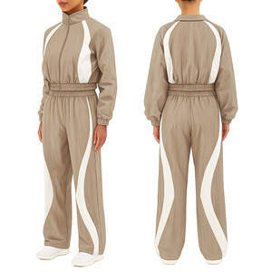 Ropa deportiva personalizada para mujer, chándal para correr, chándal de entrenamiento con cremallera para mujer, chándal de nailon cortavientos de poliéster - Product Image 1