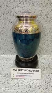 Urna Funeraria de Latón para Adultos, Diseño 2022, Azul Plateado Grabado, Estilo Americano, de Brassworld India BRU-5018, para Cenizas Humanas - Product Image 6