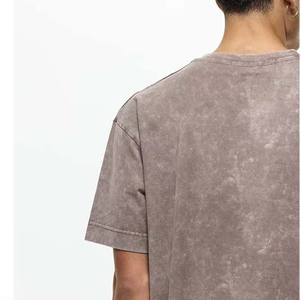Logotipo personalizado de alta calidad de peso pesado Regular Fit camisetas de gran tamaño ropa de hombre Vintage ácido lavado camiseta para hombre High Street - Product Image 4