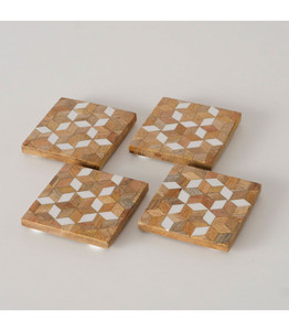 GrainNest Premium Posavasos de madera WoodWeave Artisan 4 Posavasos Set EcoSlice Posavasos de madera natural - Product Image 2