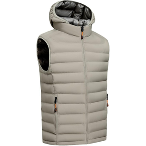 2025 Sleeveless Custom Canvas Stand Collar Front Logo Men Winter Outdoor Puffer Jackets Wholesale Unisex Big Size <b>Zip</b>-<b>Up</b> - Product Image 1