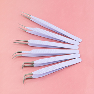 Meilleure vente Extension de cils Pince à épiler d'isolation à pointe fine Isolation incurvée Pince à épiler à volume d'extrémité en acier inoxydable couleur blanche - Product Image 6