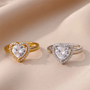 Elegante anillo de propuesta de diamante cultivado en laboratorio con certificado GIA en forma de corazón en oro sólido amarillo y blanco, regalo perfecto para ella-DS0058 - Product Image 3