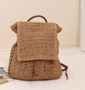 Sac à dos pour femmes Sac à bandoulière en paille tissé à la main Sac en paille Crochet Macramé Sacs de plage directement du fournisseur indien - Product Image 2