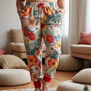 กางเกงวอร์มพิมพ์ลายขนแกะสำหรับสุภาพสตรีสไตล์สปอร์ตกางเกงวอร์มแนวสตรีทสำหรับฤดูหนาว - Product Image 2