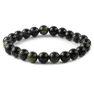 Pulsera de cuentas de obsidiana arcoíris natural de 8 mm para protección, sanación emocional, fuerza y energía positiva, cargada con Reiki - Product Image 3