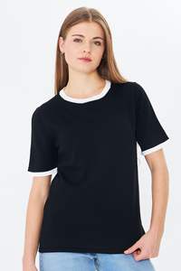 Blusa de Verano de Punto con Cuello Redondo y Manga Corta para Mujer, Cómoda y Elegante, Transpirable, a Rayas, de Alta Calidad, Servicio OEM - Product Image 6