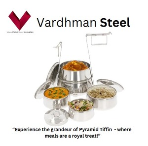 Boîte Tiffin en acier inoxydable à 5 compartiments style pyramide indien Tiffin porte-déjeuner boîtes à bento alimentaires pour bébés - Product Image 2