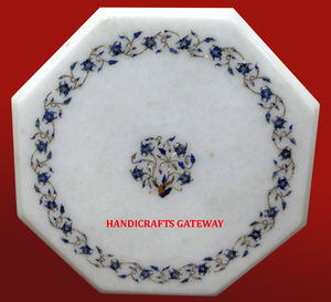 Mesa de comedor octogonal con incrustaciones de mármol blanco, mayorista y fabricante indio, con acabado fino para sala de estar y comedor - Product Image 1