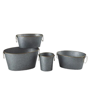 High Quality <b>White</b> Wash Galvanized Metal Ice <b>Bucket</b> Set 3 Different Sizes for Bar Parties Oval Shape Oval-Shaped Ice Tub - Product Image 5