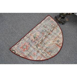 พรมขนสัตว์สีเบจสีแดงสไตล์วินเทจ1.5ft 2.5 x งานแฮนด์เมดสไตล์ตุรกีผืนใหญ่งานเย็บติดโถงทางเดินทรงสี่เหลี่ยมผืนผ้าน้ำยางขนเฟอร์ทรงสี่เหลี่ยมผืนผ้า - Product Image 4