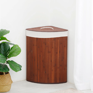 ตะกร้าซักผ้าไม้ไผ่รูปมุมที่มีผิวธรรมชาติมีจำหน่ายในราคาขายส่ง - Product Image 2