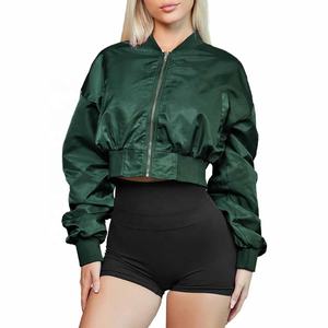 Chaqueta Bomber de satén para mujer 2025, chaqueta manchada de alta calidad con relleno de algodón, chaquetas de satén para mujer con servicio OEM, ropa de calle - Product Image 1