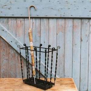 Seau à parapluie en forme de panier en métal noir design antique pour la décoration intérieure de la maison Lobbies Accessoires Fournitures - Product Image 4