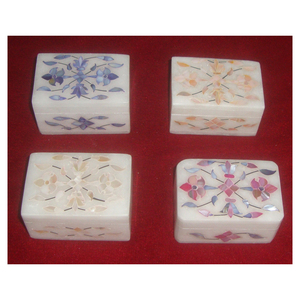 Handmade Rounded Rose <b>Floral</b> Mop Decorative Gift <b>Boxes</b> In Best Price Indian Best Quality Natural Marble Rectangular Shape - Product Image 1