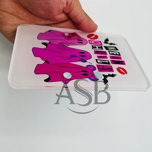 Tuiles à cils en acrylique personnalisables pour Halloween, vente en gros, pinces ovales, design durable, tuiles à cils circulaires personnalisées, citrouille effrayante - Product Image 4