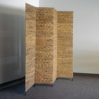 Cloison en bois naturel en jacinthe d'eau pour salon, écran mural bohème, séparateur de pièces, panneaux de séparation pliables