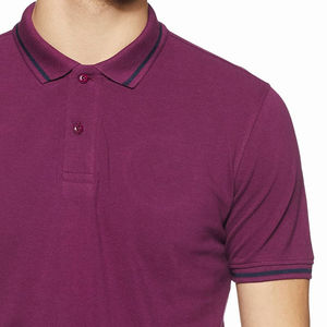 เสื้อโปโลกอล์ฟคุณภาพดีที่สุดสำหรับผู้ชาย ออกแบบเองได้ สีแดงเข้ม ผ้ากันยับ - Product Image 4