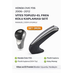 Juego de Palanca de Cambios Manual de 5 Velocidades con Cubierta de Freno de Mano para Honda Civic FD6 2006-2012, Compatible con OEM - Product Image 2