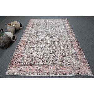 พรมขนาด 5.4x8.6 ฟุต, พรมวินเทจตุรกี, พรมขนสัตว์สีแดงลายอิคัต - Product Image 1