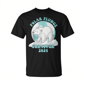 T-shirt promotionnel pour couple 2024 : Design « Lovelorn Polar Bear Survivor Plunge » pour hommes et femmes - Product Image 2