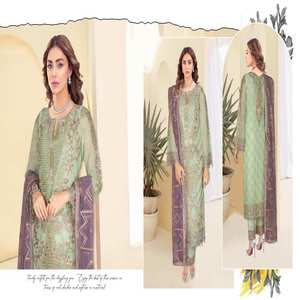 Ramsha ชุดเดรสผ้าชีฟอง3ชิ้นหรูหราคอลเล็คชั่นเสื้อผ้าปากีสถานอินเดียคุณภาพสูงสำหรับงานแต่งงานขายส่ง - Product Image 5