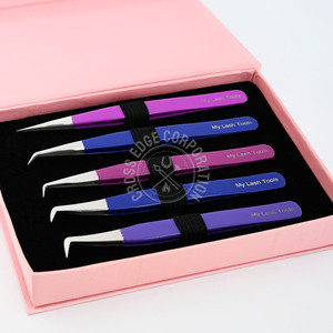 Pinzas Premium para Extensión de Pestañas, Punta Recta, Aislamiento de Fibra, Punta de 90 Grados, Herramienta Multiusos Antideslizante para Pestañas - Product Image 1