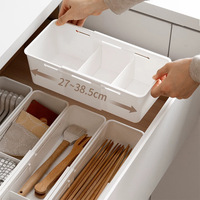 Organisateur de tiroir extensible réglable en PP HIPS, séparateur de couverts, boîte de rangement, organisateur de compartiments extensibles