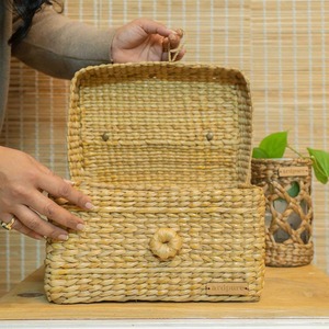 Caja de Almacenamiento de Caña de Agua Hecha a Mano con Asa de Cuero, Decoración Ecológica y Natural para el Hogar, Venta al por Mayor desde Vietnam - Product Image 1