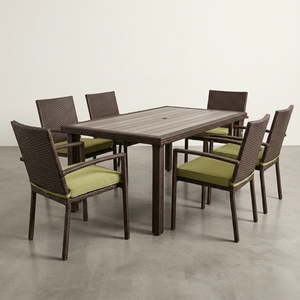 Mesa de Comedor de Mimbre para Exteriores, Diseño <span class=keywords><strong>Rectangular</strong></span>, Resistente a la Intemperie, para Jardín y Patio Trasero - Product Image 2