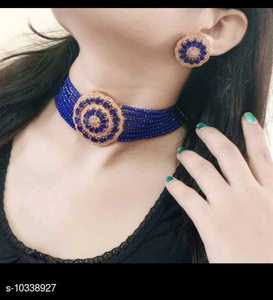 Fabricant de mariée indien plaqué or de haute qualité perle AD CZ collier ras du cou ensemble pour filles femmes mariage - Product Image 3