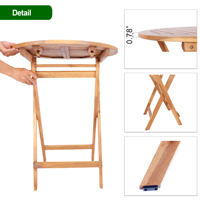 Ensemble table et chaises pliantes en bois pour le café en plein air et le balcon offrant un design compact et une structure durable