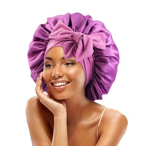 Bonnet en satin DST à la mode en gros avec broderie ou impression réversible Double couche enveloppement de cheveux bande réglable bonnet de sommeil de sororité - Product Image 6