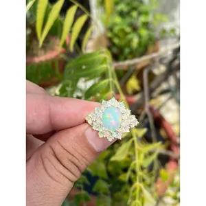 Ethiopian Opal <b>Eternity</b> <b>Ring</b> Vintage 925 <b>Sterling</b> <b>Silver</b> Handmade Gemstone <b>Ring</b> Wholesale Jewelry Supplier - Product Image 1