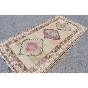 พรมขนาด 4.3x8.2 ฟุต, พรมตุรกีโบราณ, พรมเปอร์เซียสีน้ำตาลชมพู - Product Image 1