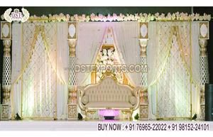 Decoración de Escenario para Ceremonia de Boda Tradicional del Sur de la India, Espectacular Escenario de Boda con Temática Dorada, Florida - Product Image 5