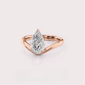 Anillo de Compromiso con Diamante Cultivado en Laboratorio con Certificación IGI, Corte Pera, Oro Amarillo/Rosa y Amarillo de 9K, Diseño Cruzado - Product Image 2