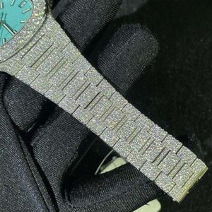 VVS Moissanite Fully Iced T*rqu*ise Dial Automatic Luxury <b>Watch</b> Stainless Steel <b>Bracelet</b> Sapphire Glass Unisex - Product Image 4